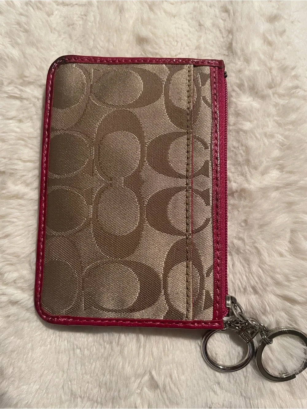 Coach Vintage Poppy Signature Card Holder Key Chain